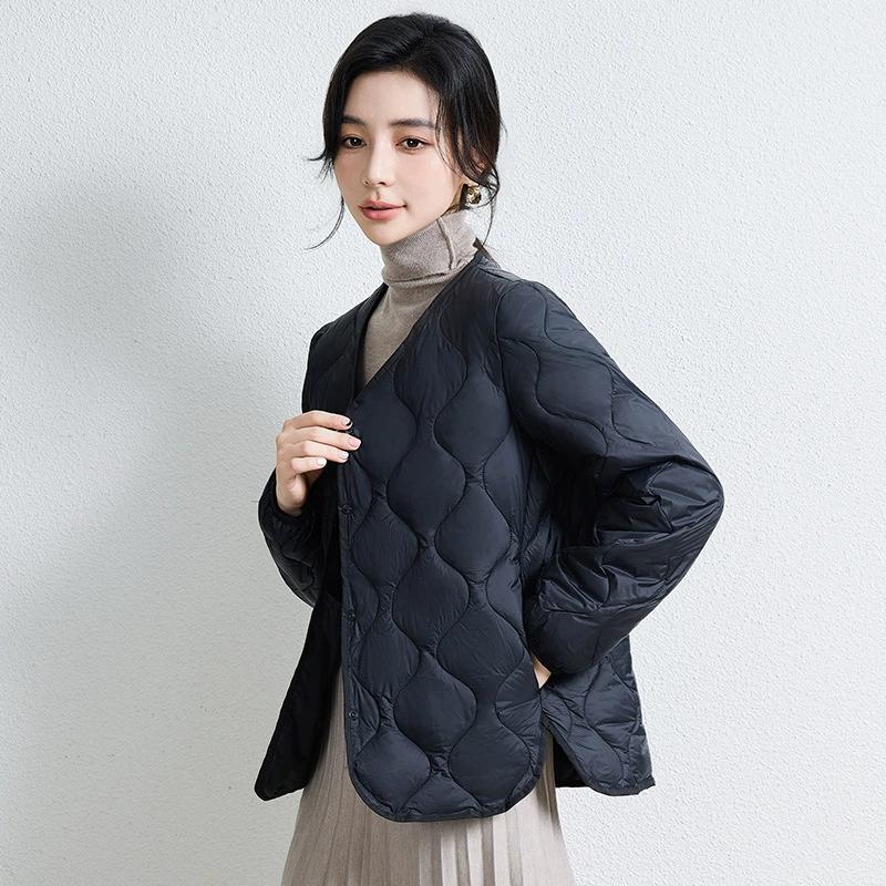 Lightweight Down Cotton Jacket Women's Short Slim-fit Liner Fashion Rhombic Casual All-match Jacket