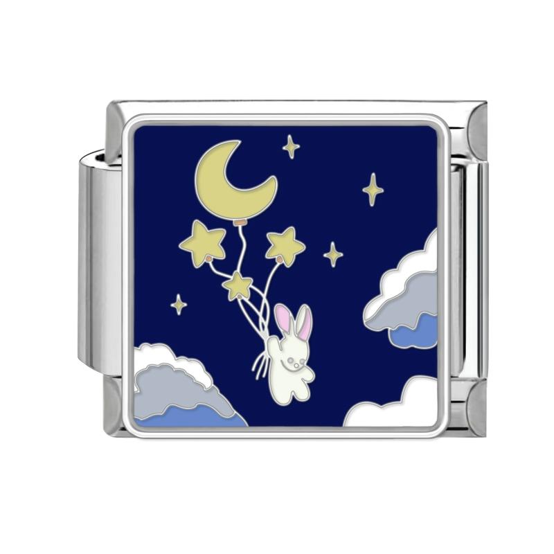 Синяя Ночь Звездное Небо Луна Звезда Кошки Собака Сердце Бабочка Итальянские Шармы-Звенья Подходят для 9мм Браслета из Нержавеющей Стали Женщины DIY Изготовление