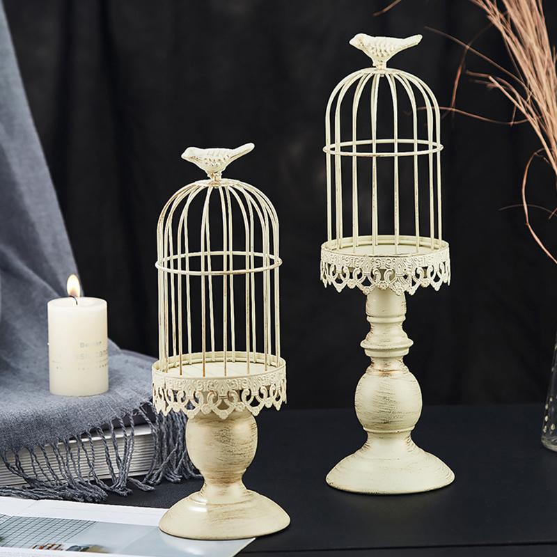 Iron Art Candlestick Home Decor Ornaments Candle Holder Ambience Birdcage Party Supplies