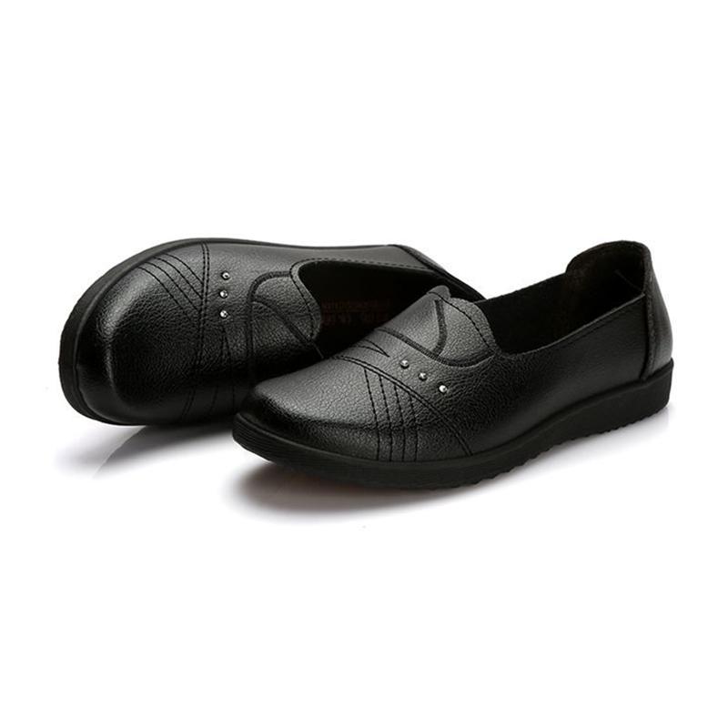 Мягкие кожаные туфли для мам с говяжьим сухожилием, рабочая обувь с мягкой подошвой, женские удобные туфли без шнуровки на плоской подошве, нескользящая повседневная кожаная обувь
