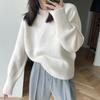 Autumn Winter Round Neck Simple Fashion All-match Knitting Top Women Casual All-match Solid Pullover Sweater