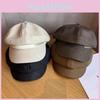 Letter Pu Material Curved Brim Octagonal Cap Cold Season Accessories Fashion