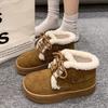 Fur Flats Suede Women Platform Snow Boots Warm Plush Cotton Casual Sneakers Woman Mid Heels Shoes Winter Trend Cozy Botas Mujer