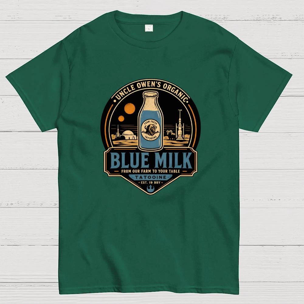 Organic Blue Milk Cotton Summer Casual Cool Loose T-Shirt