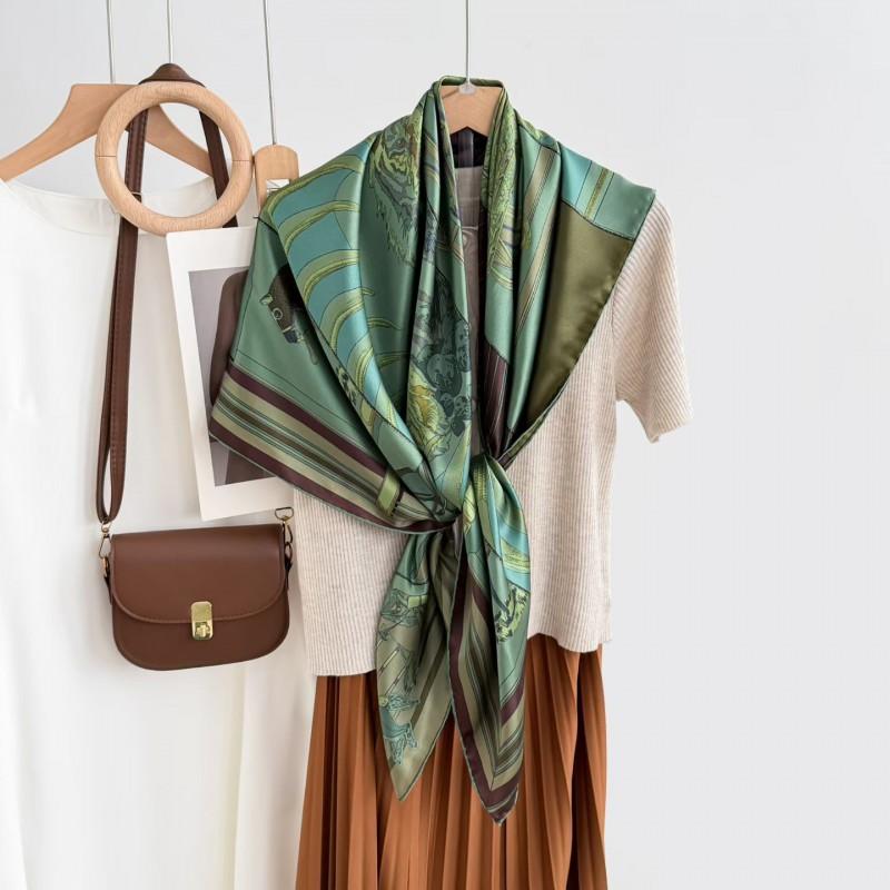 Womens Silk Scarf 110cm Large Square Shawl Air Conditioning Office Fashion Luxury