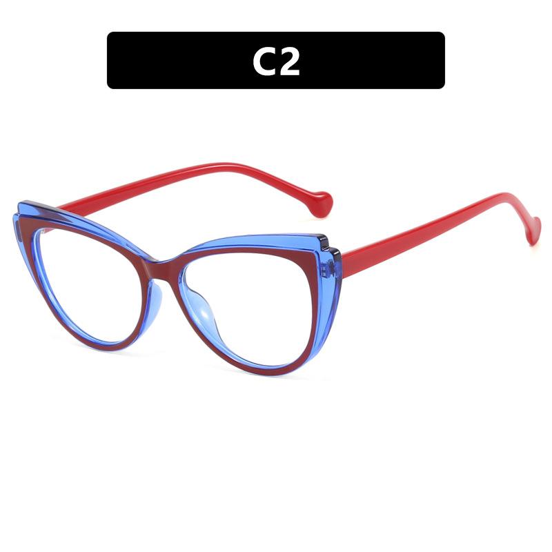 Трендовые солнцезащитные очки кошачий глаз с цветными вставками, плоские, новые, с оправой для очков, блокирующих синий свет, элегантный, повседневный, модный, столичный бит