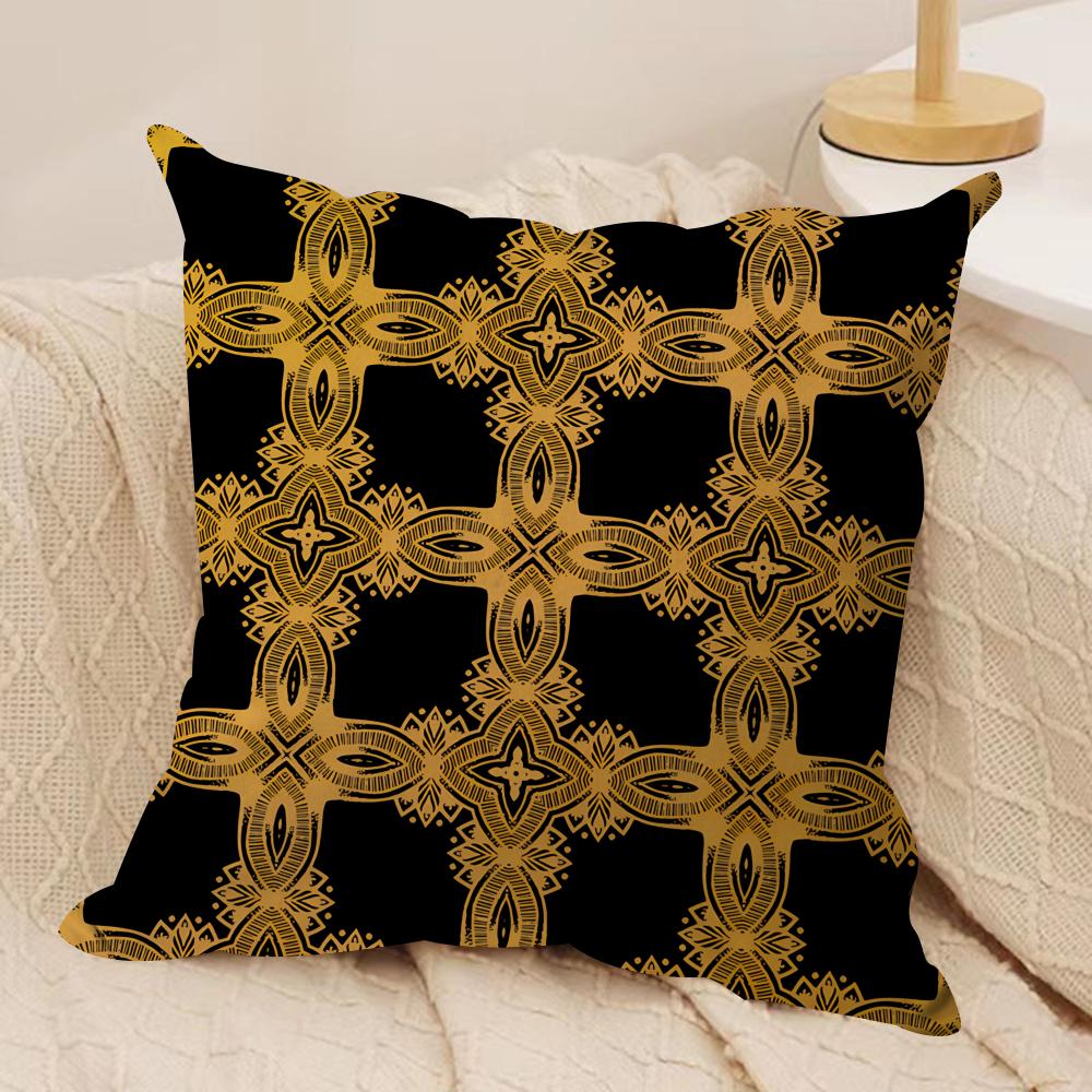 Gold European Style Retro Cushion Cover Silky Short Plush Invisible Zipper Dustproof Sofa Pillow Case for Home Decor
