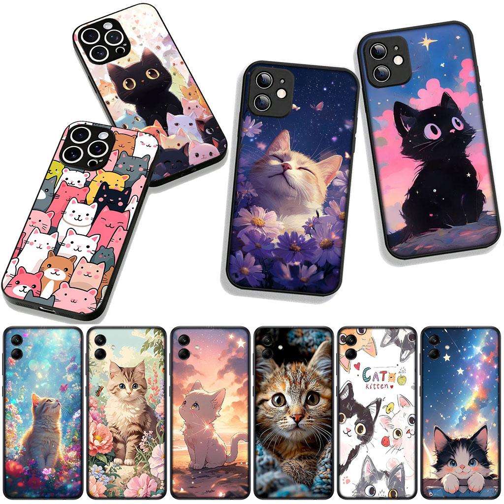 Мультяшный котенок Кошачьи глаза Милый чехол для телефона для Apple iPhone 16 15 14 Plus 13 12 Mini 17 Pro Max + ProMax 16E Air Case