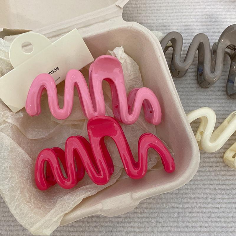 New Colorful Jelly Wave Hair Claw Clip Large Acrylic Hairpins Korean Sweet Simple Irregular Hair Clip Women Ponytail Headwear