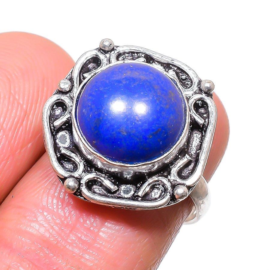 Lapis Lazuli Handmade 925 Sterling Silver Jewelry Ring Size 7 R0k44