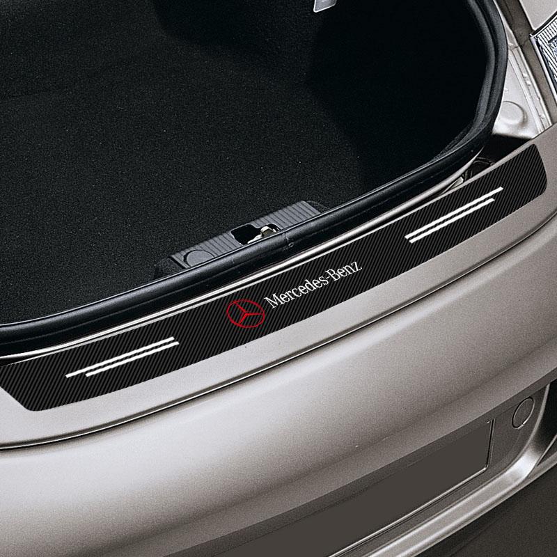 1 шт. Наклейка 3D из углеродного волокна для защиты заднего бампера и багажника автомобиля для Mercedes-Benz C500 C200 C300 A B C E GLA CLA GLK GL ML GLE
