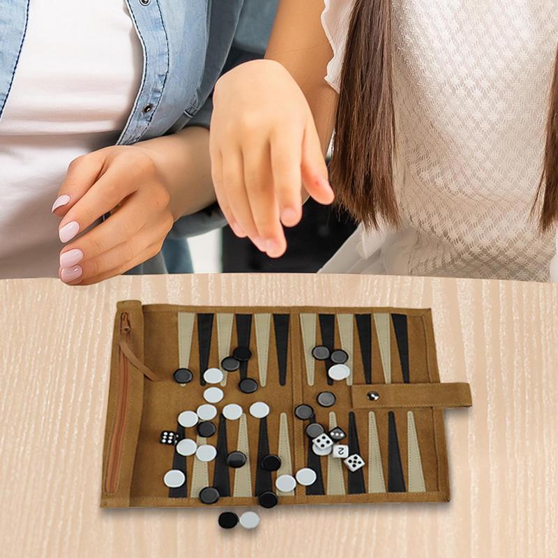 Chess Backgammon Board Folding Backgammon Game Sets Strategy Board Game Playing Pieces Dice Cups For Family