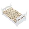 Wooden Doll House Bed 1: 12 Scale Miniature Bedroom Furniture Set with Mattress Pillow