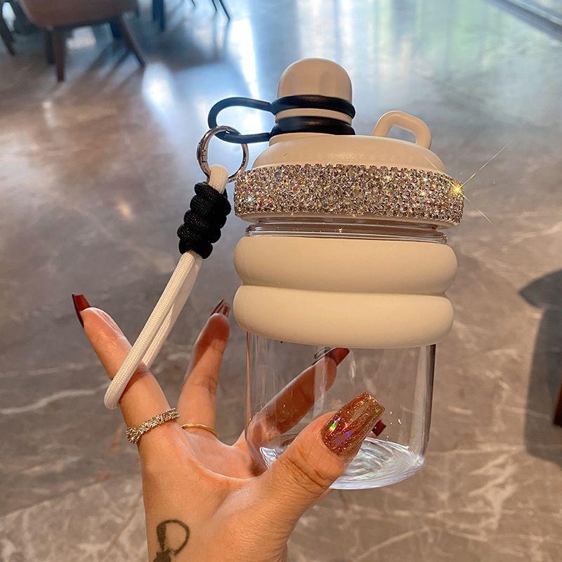 Sparkling Rhinestone Water Bottle Women - Compact Portable Ins Style PP Cup With Direct Drinking Spout