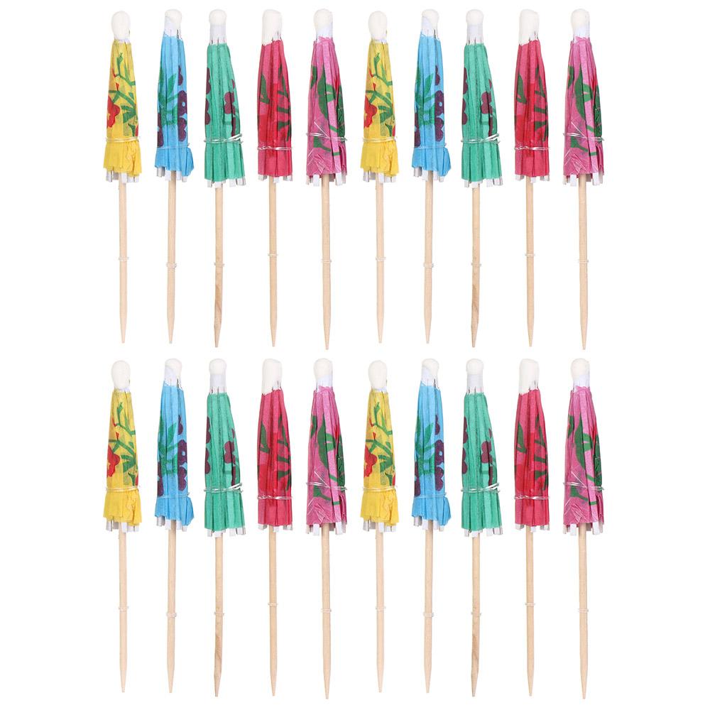 20pcs Handle Bar Cocktail Decor Mixed Color Mini Umbrella Toothpicks Parasol Snack Cocktail