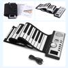 61 Keys Roll Up Piano Keyboard Portable Soft Silicone Electronic Piano with Built-in Speaker LCD Display Recording MIDI Function