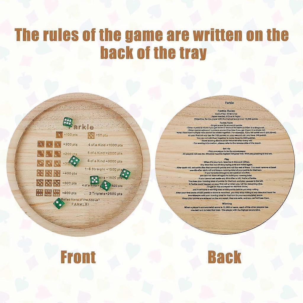7 Inch Farkle Dice Tray, Wooden Dice Tray for Farkle Classic Dice Game with 6