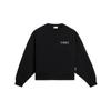 Essential Solid Color Text Round Neck Pullover Sweatshirt Women Tops Black AWDSC94-5