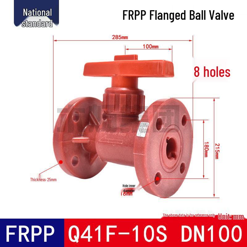 FRPP Red Plastic Corrosion-Resistant Ball Valve for Pharmaceutical and Chemical Use.