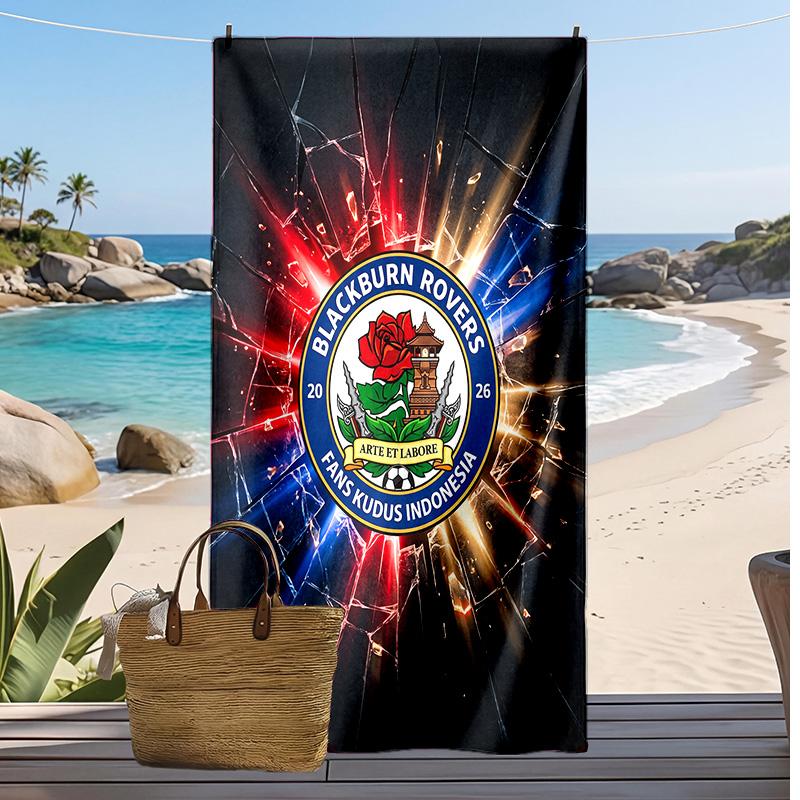 Blackburn Rovers Football Print Beach Towel, Large Soft Quick Dry Towel for Beach Camping Swimming