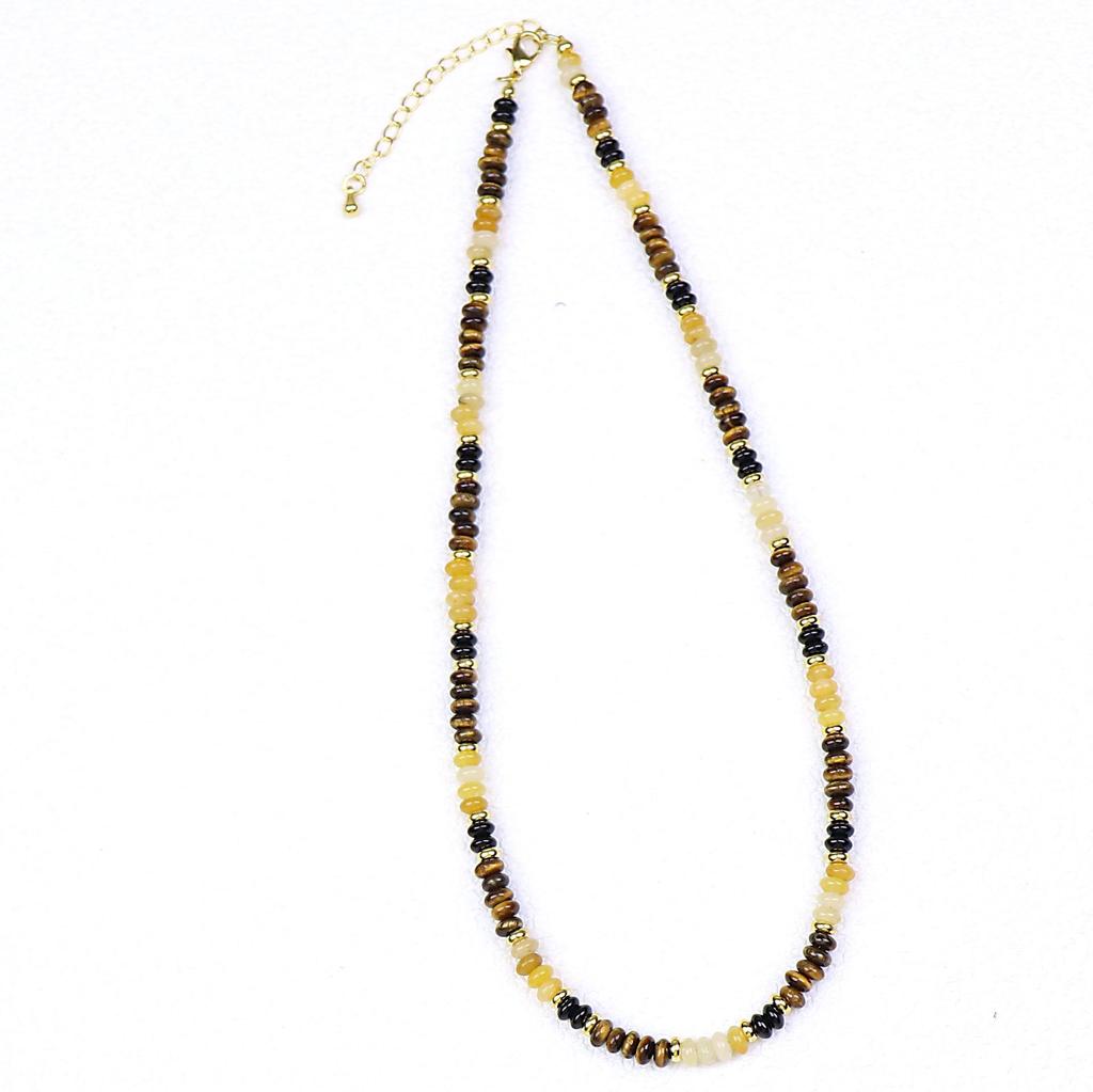 Женское ретро ожерелье-чокер из бусин «Тигровый глаз» - Осенняя высококлассная ключичная цепочка