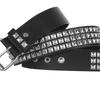 Unisex PU Leather Belt 3 Row Pyramid Studded Silver Belt Punk Goth Accessories NEW