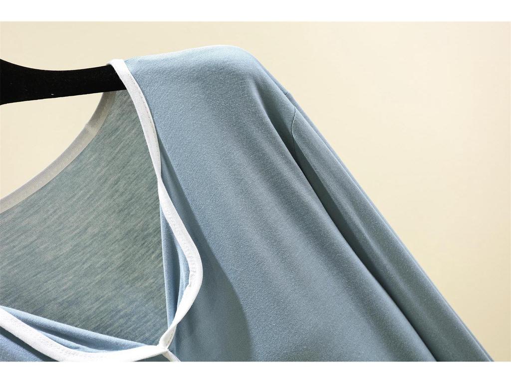 Модальный пижамный комплект с длинным рукавом и нагрудными вкладышами для женщин - Повседневный двухпредметный комплект на осень/зиму с отделкой