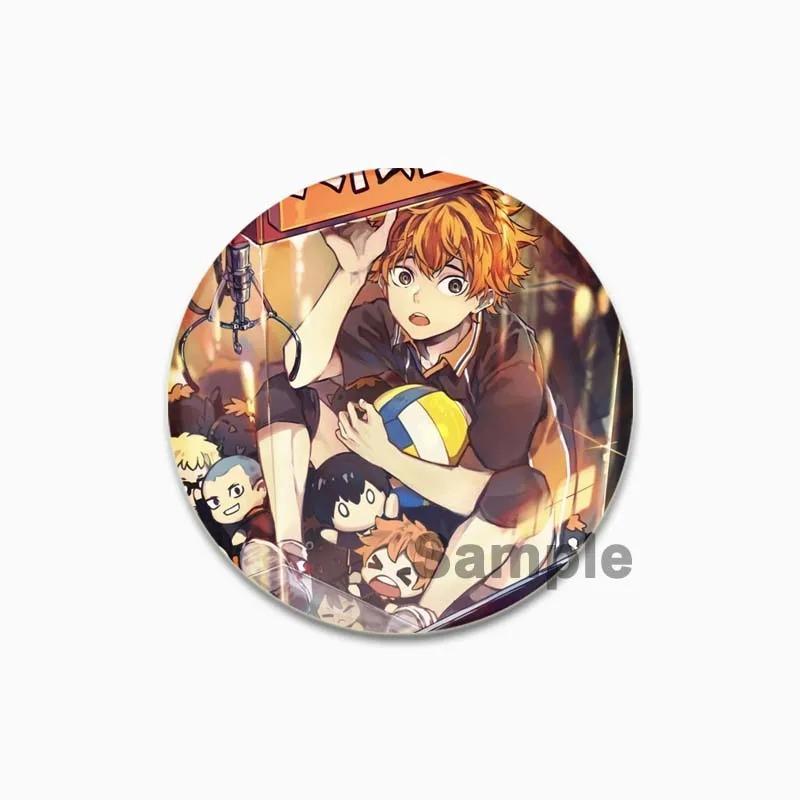 32/44/58 мм значок волейбола в стиле аниме, жесть ручной работы, круглая брошь, булавки для одежды, шляпа, рюкзак, аксессуары, ювелирные изделия