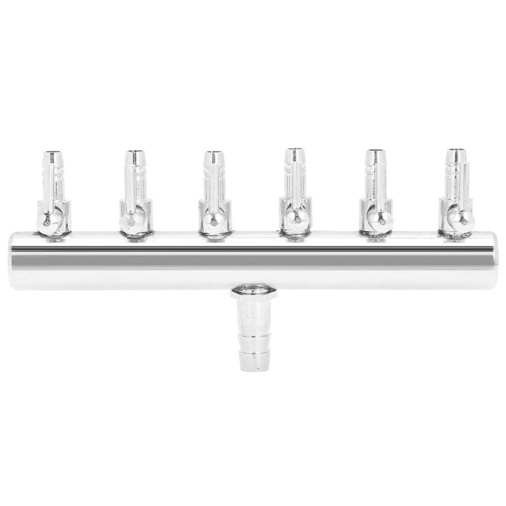 6-Way Air Flow Valve Stainless Steel Fish Tank Valve Practical Air Distributor  Aquaculture Use