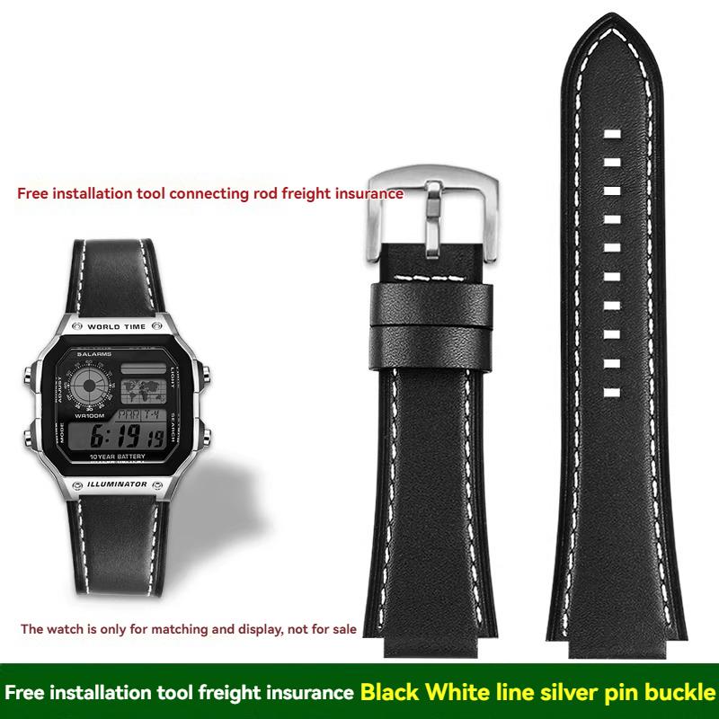 Для Casio маленькие квадратные AE1200/1300/1500 SGW-300/400 W-218 мужские оригинальные ремешки для часов из натуральной кожи аксессуары