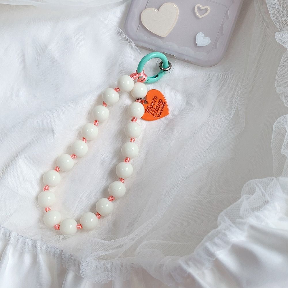 Fashion Phone Wrist Strap Love Heart Beaded Pendant Lanyard Phone Chain Phone Lanyard