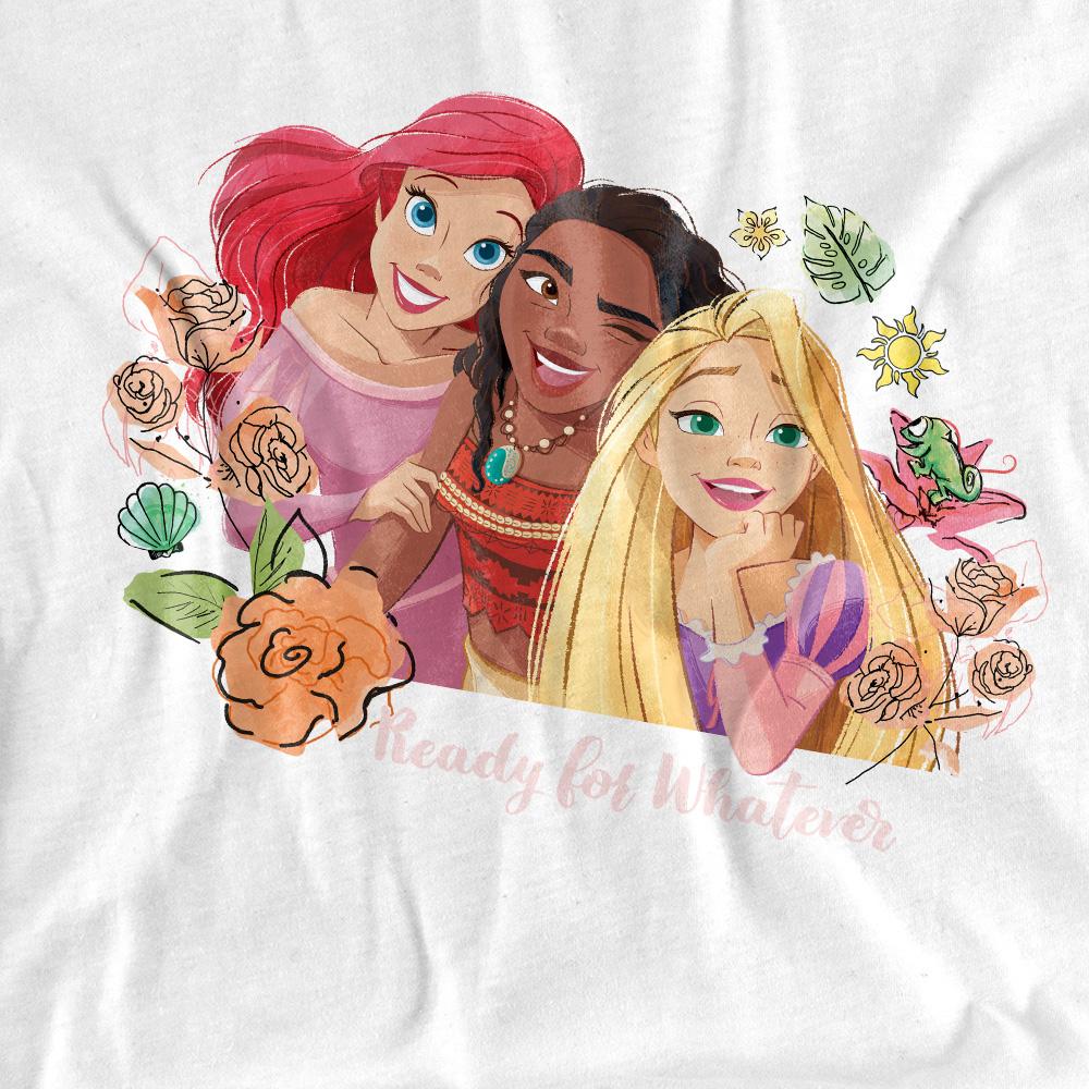 Disney Princess Unisex Adult Ready For Whatever Ariel Moana Rapunzel T-Shirt
