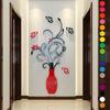 DIY Fashion 3D Vase Flower Tree Crystal Arcylic Wall Stickers Decal Home Room Indoor Decor Wall Stickers Wall Art Decor