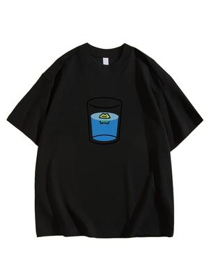 Осень Новые футболки Мужская футболка с мультяшным принтом Черный хлопок Короткий рукав Круглый вырез Женская Популярная модная футболка Удобный короткий рукав