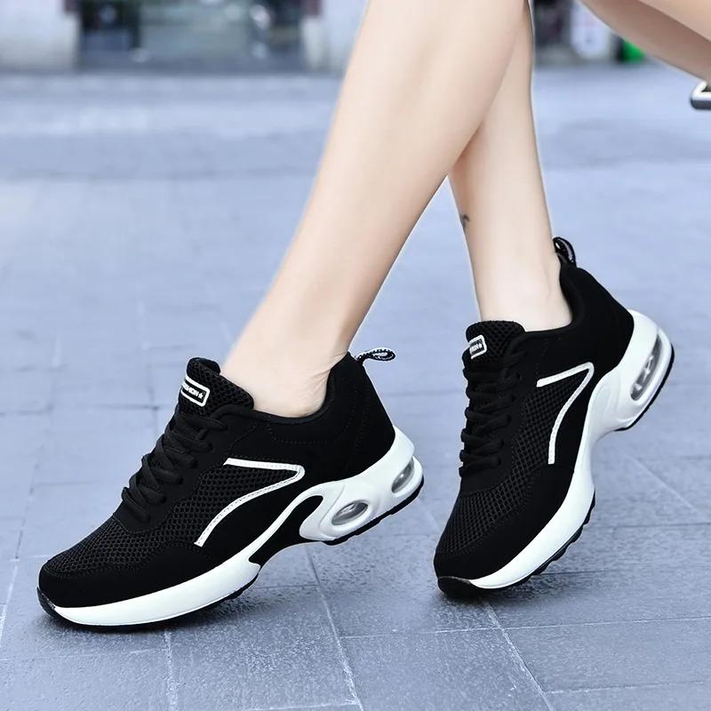 Black Sports Shoes for Women Outdoor Breathable Women Running Shoes Anti-slip Casual Shoe Platform Women Sneakers Tenis De Mujer