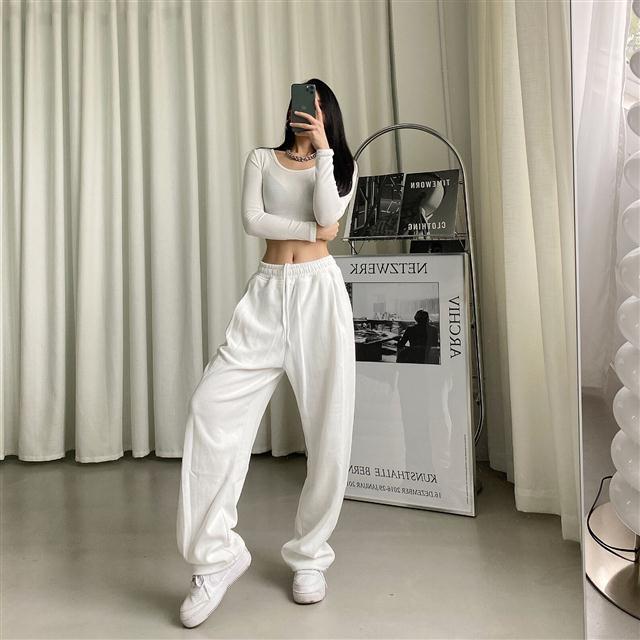 Gray Sweatpants Women Baggy Harem Pants Wide Leg Sweat Pants Oversized Harajuku Joggers Woman High Waisted Black Trousers