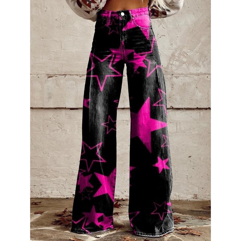 Women's Casual Pants Printed Casual Wide Leg Trend Pants
