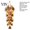 Pumpkin Decor with LED Lights Rustic Heart Shaped Wall Hanging Pendant Wooden Beads & Bow, Farmhouse Decorative Sign for Living Room Ornament