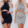 Women Sexy Dress Ladies Tank Sleeveless Crop Cross Slim Twist Dresses