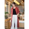 Women Vintage Linen Long Shirts Solid Color Long Sleeve Blouses Spring Button Turn Down Collar Shirt