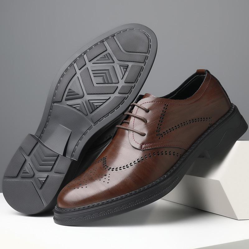 2024 Мужская официальная обувь Белая кожаная деловая повседневная обувь Модная мужская обувь для офиса и свадьбы Туфли-броги Социальная обувь для мужчин