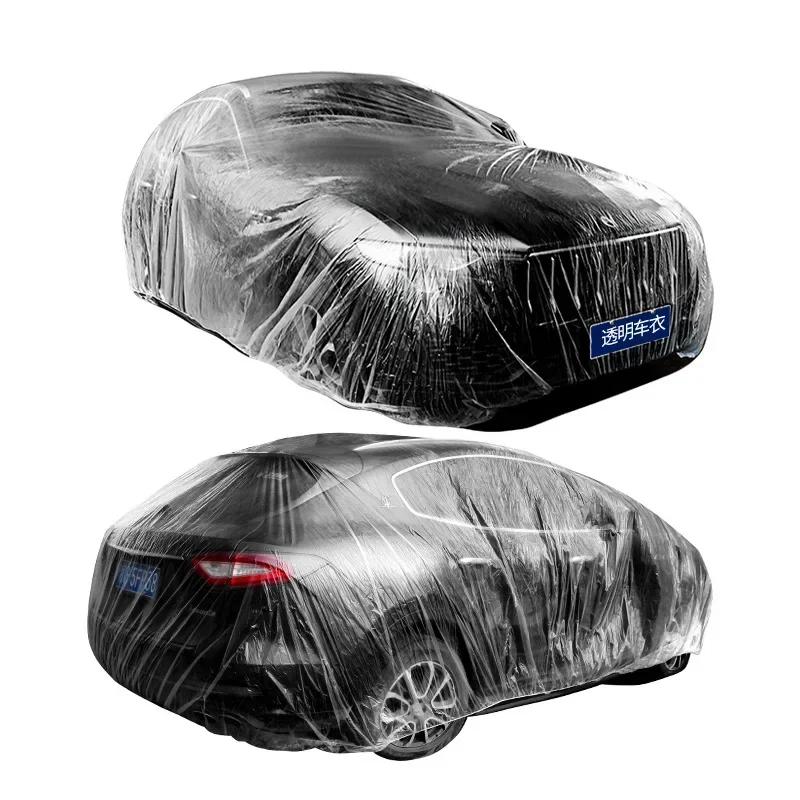 Car Cover Indoor Dustproof PEVA Disposable Car Cover Transparent Soft Scratch-Free Auto Exterior Protector Universal