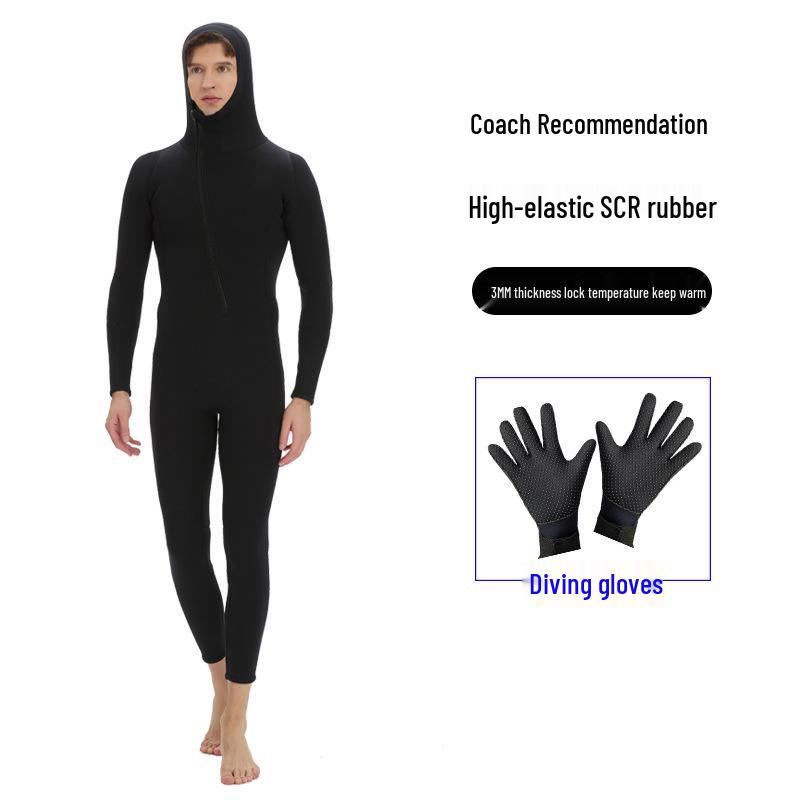 Мужской неопреновый гидрокостюм-fullsuit 3 мм, с задней молнией, теплый для сноркелинга и зимнего дайвинга