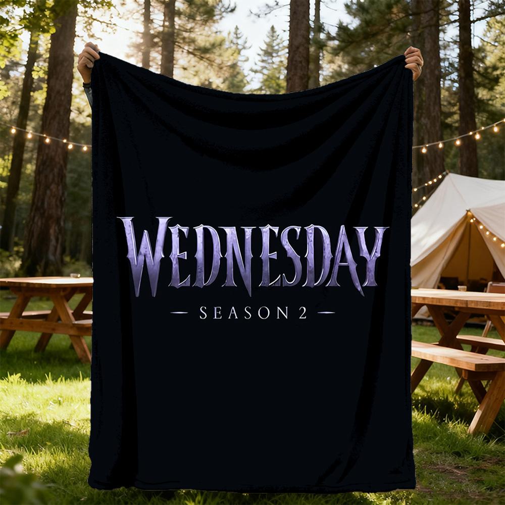 1pc Wednesday Outdoor Blanket Lightweight Flannel, Soft & Warm, All-Season Use for Sofa, Outdoor, Camping, Living Room, Office104