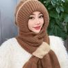 Шляпа Осень и Зима Новая Утолщенная Плюс Плюшевая Шерстяная Шляпа Шарф Интегрированный Стиль с Бантом Теплая Мужская и Шляпа