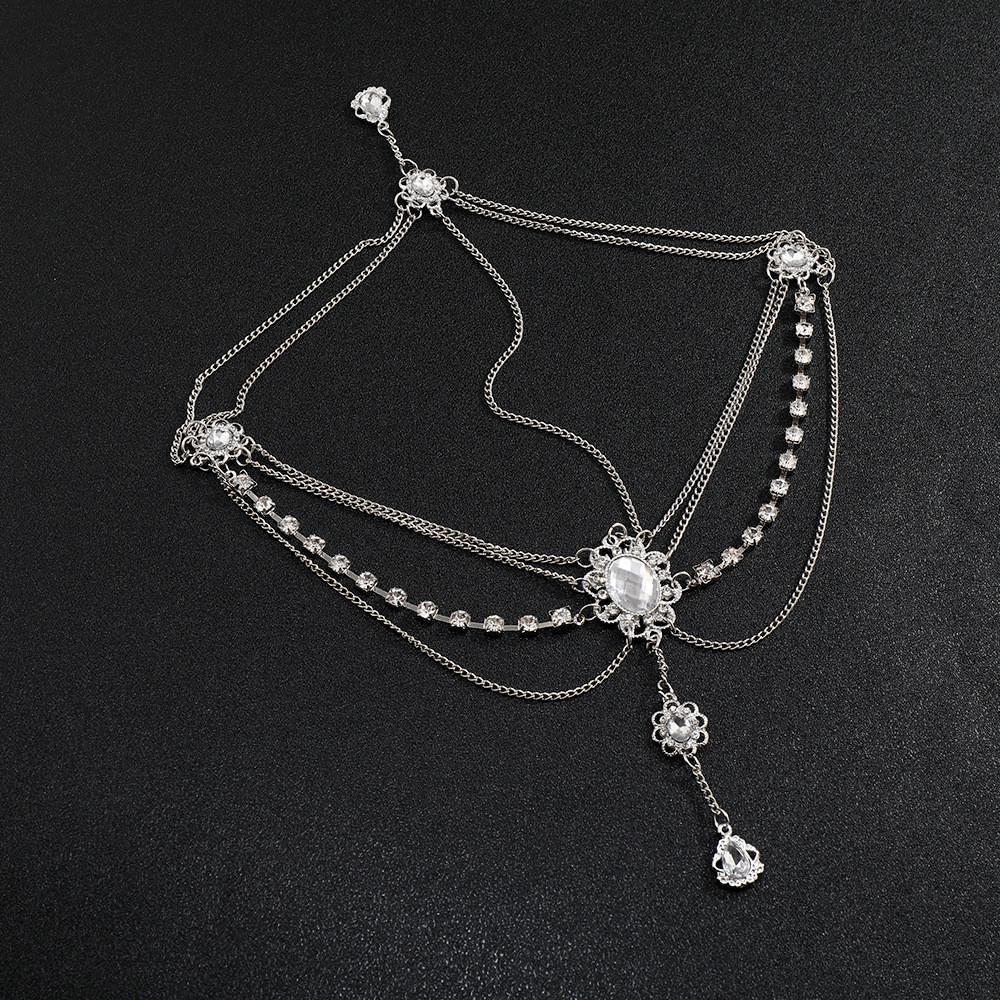 Rhinestone Elegant And Multi Layer Chain Design Women Silver Headwear Jewelry