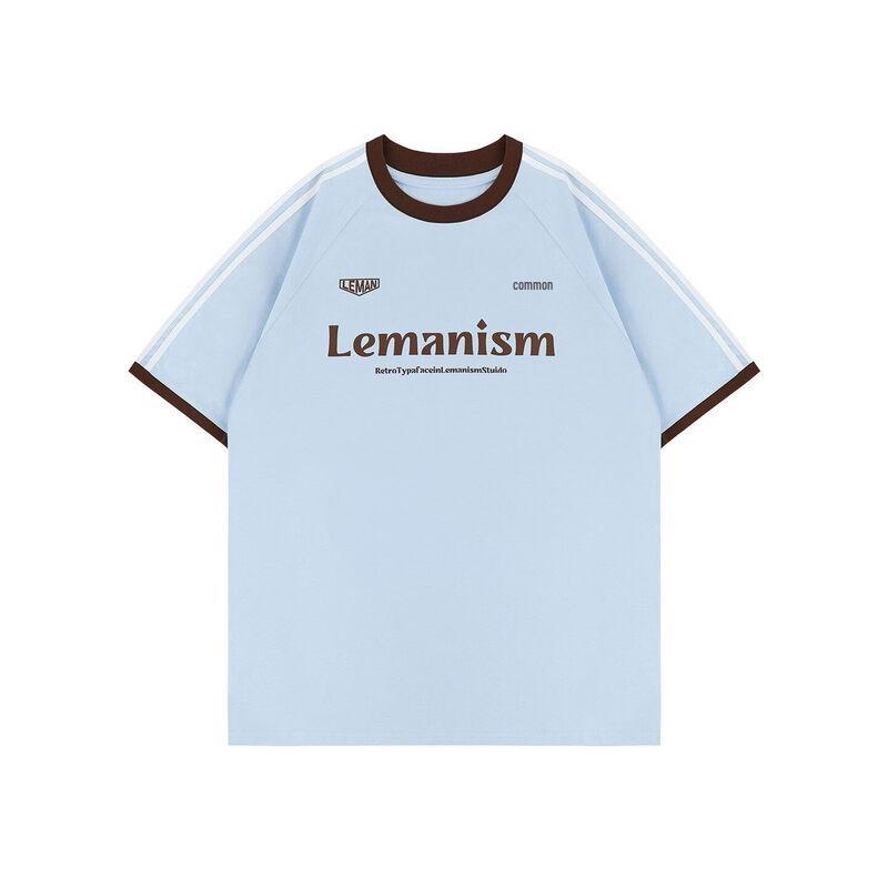 LEMANISM Американская полосатая футболка с коротким рукавом в стиле Color Block