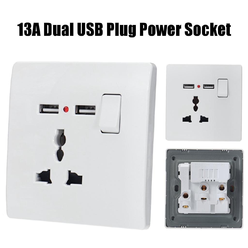Настенная розетка 2 USB Порт Адаптер питания Выходная панель Электрическая розетка Домашняя фурнитура Зарядное устройство Ударопрочная Легкая установка 8,6x8,6 см