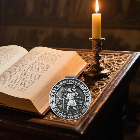 Зажим для козырька Святого Христофора для автомобиля, металлический амулет Святого Христофора, талисман безопасности, автомобильные аксессуары, подарок для водителей и их семей