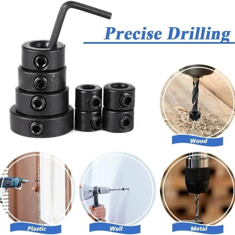 Adjustable Drill Stoper Collar Set 3-16mm Drill Stop Ring Bit Positioner  Woodwork Tools